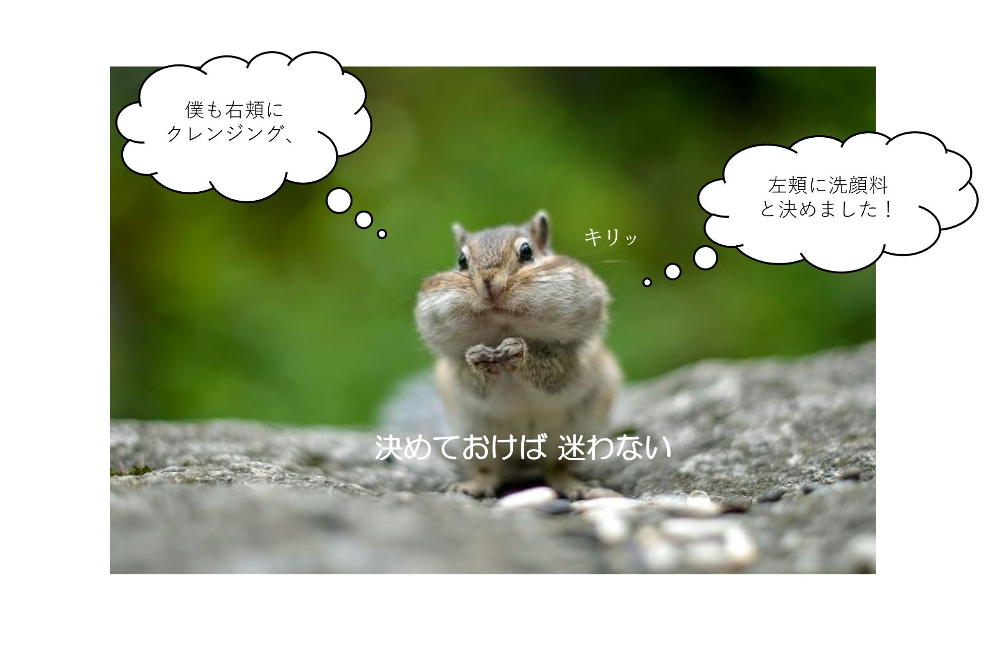 僕も右頬にクレンジング、左頬に洗顔料と決めました!